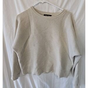Truth by Republic Textured Waffle Knit Sweater Women's Size Large Ivory Pullover